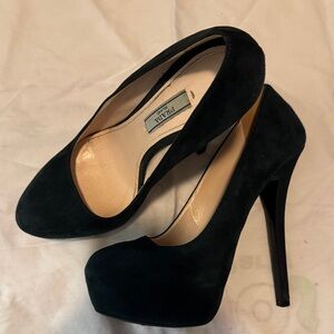 Prada Dark Green Suede Heels